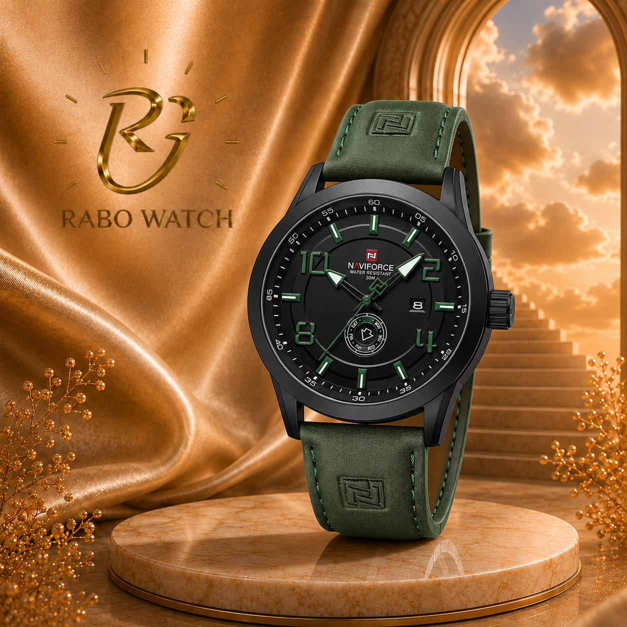ساعت مچی مردانه نیوی فورس 9229 - NAVIFORCE NF9229 B/GN/GN